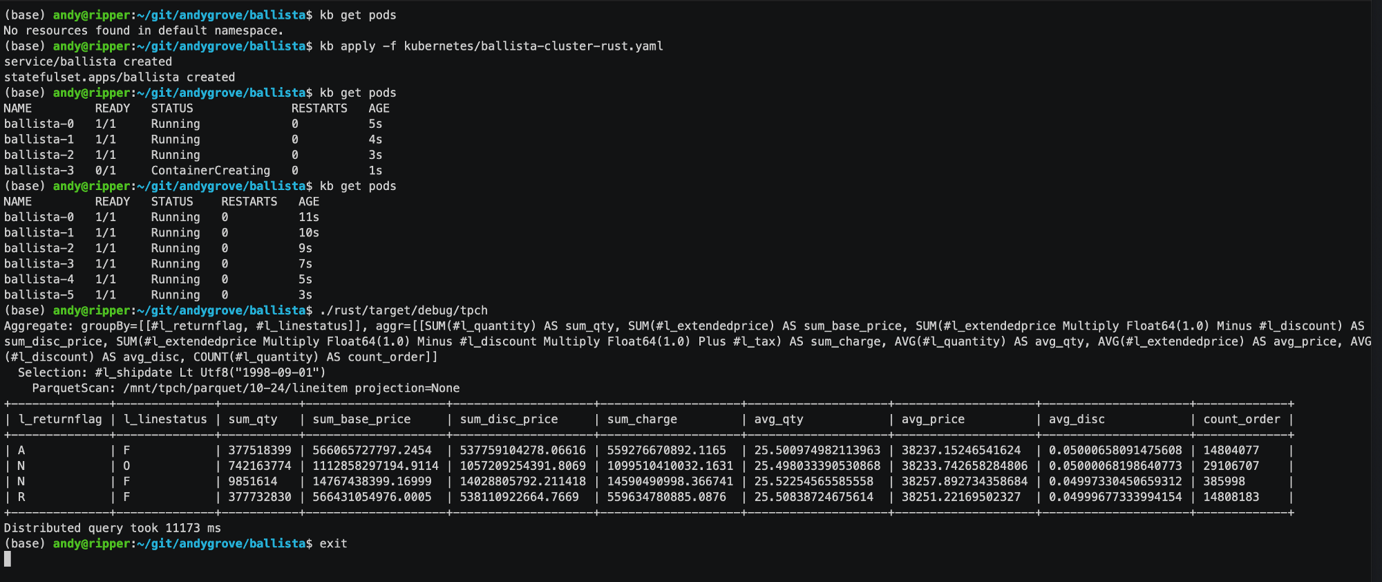 Ballista, a distributed compute platform made with Rust and Apache Arrow